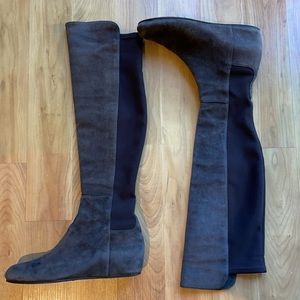Stuart Weitzman over the knee Lander grey suede boot size 9